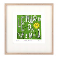 Serigrafía Leonardo Da Vinci Códices Madrid de Lucía Huertas, estampa 15x15 cm sobre papel Canson Montval 300g, edición limitada 250 ejemplares
