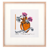 Serigrafía «Virtutem forma decorat» de Lucía Huertas, 3 tintas sobre papel Canson Montval 300g, edición limitada 250 ejemplares, 15x15 cm