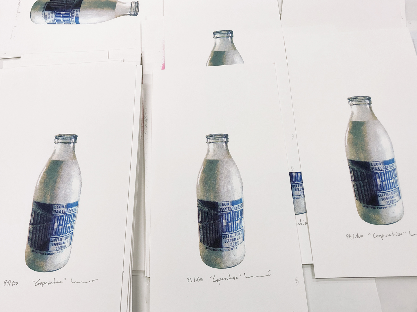 Silkscreen 'Cooperativa' by Lucía Huertas, 4-ink print on Canson Montval 300g, 45x17cm, numbered edition, Segovia Spain