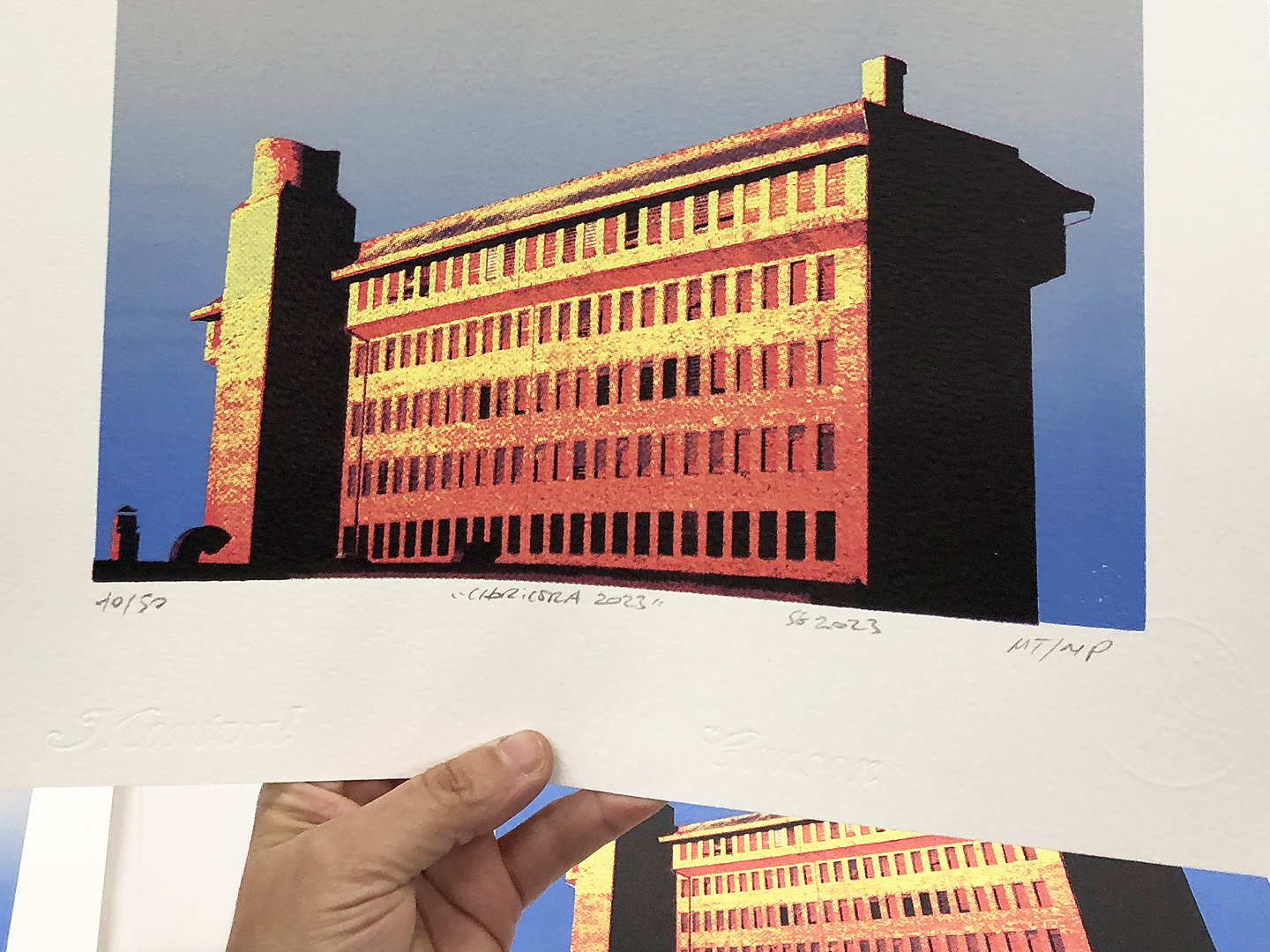 Serigrafía «La Choricera» 2023, técnica serigráfica a 6 tintas sobre papel Canson Montval 300g, 42x26 cm, edición numerada 1/50 a 50/50, Segovia