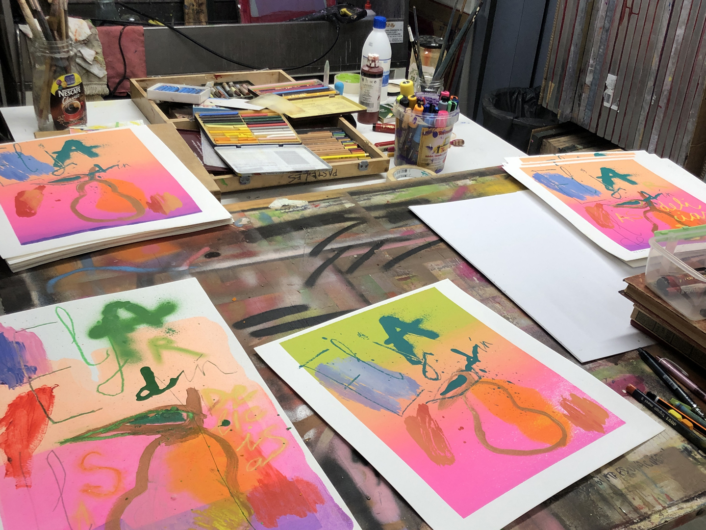 Silkscreen 'The Garden of Earthly Delights' by Lucía Huertas, 8-colour eco ink print, 34x27 cm, Canson Montval 300g, varied edition of 25, made in Spain.
