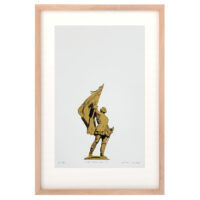 Serigrafía con marco Juan Bravo Oro II P.A y P.E, 2 tintas eco sobre papel Canson 350 g, firmada y numerada, Taller montón de trigo montón de paja