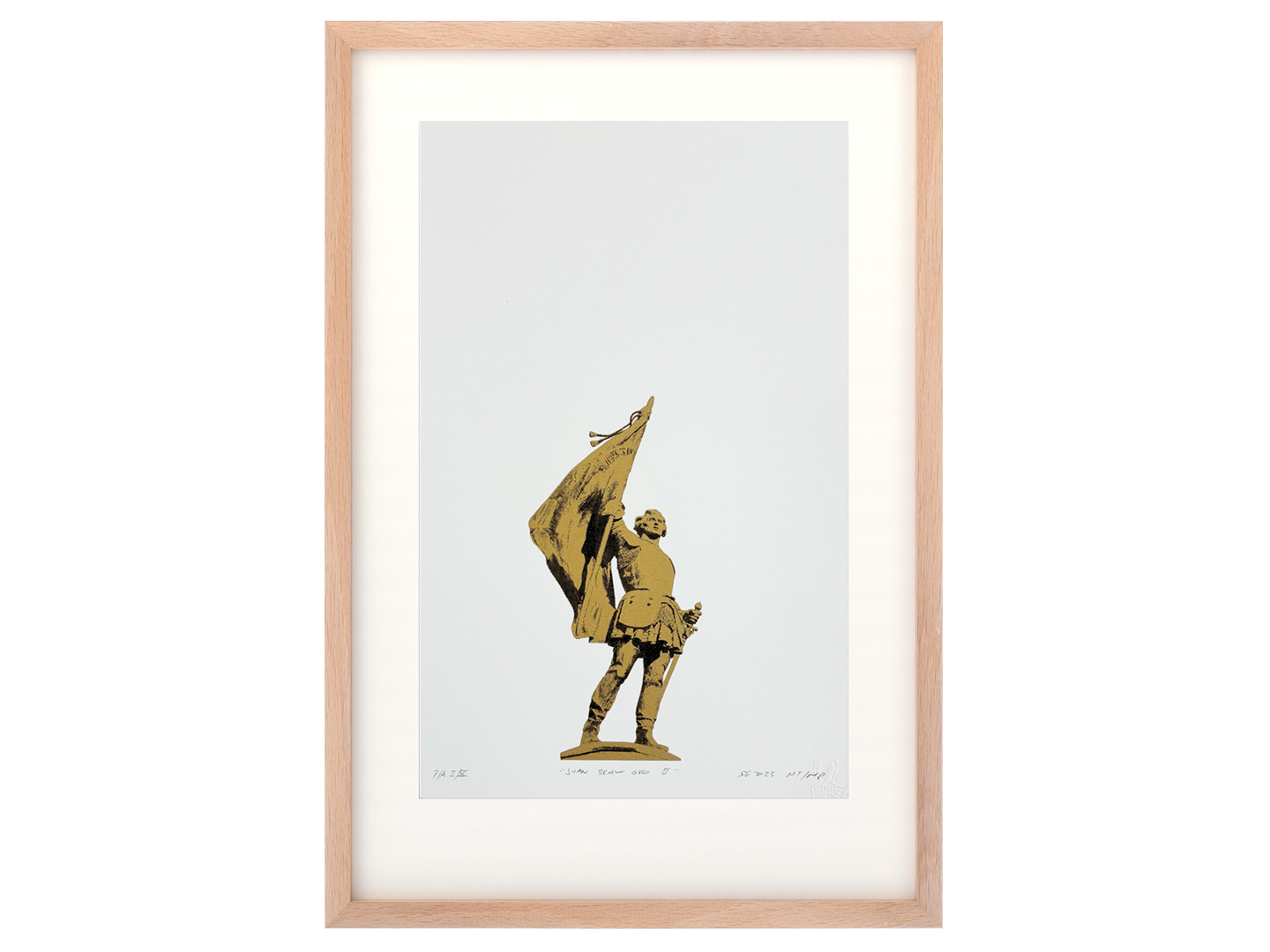 Framed silkscreen 'Juan Bravo Gold II 2025' con marco, A/P & S.P edition, 2-ink print on Canson Montval 300gr, made in Segovia, Spain