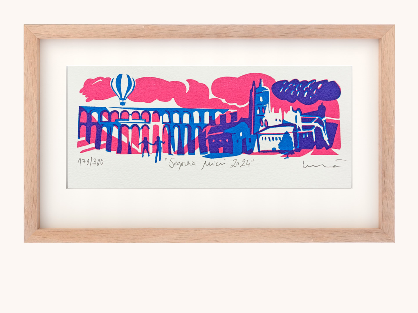 Serigrafía original Segovia Mini Acueducto 2024. azul - artesanal Segovia