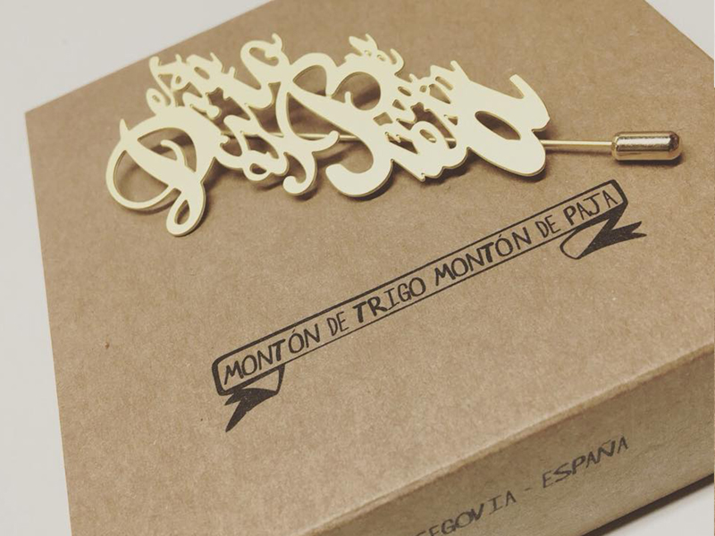 Slowly gold brooch, gold-plated brass, limited edition, designed by Lucia Huertas, inspired by Antonio Machado, made in Segovia, Spain, 7x5 cm.